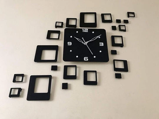 SQUARES DESIGN WALL CLOCK ACRALIC WALL DECORATION
