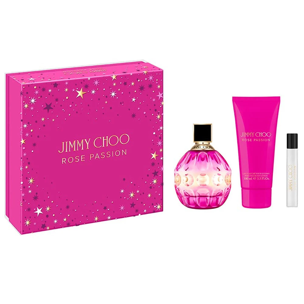 JIMMY CHOO ROSE PASSION SET (L) EDP 90ML+B/L100+7.5ML PERFUMES