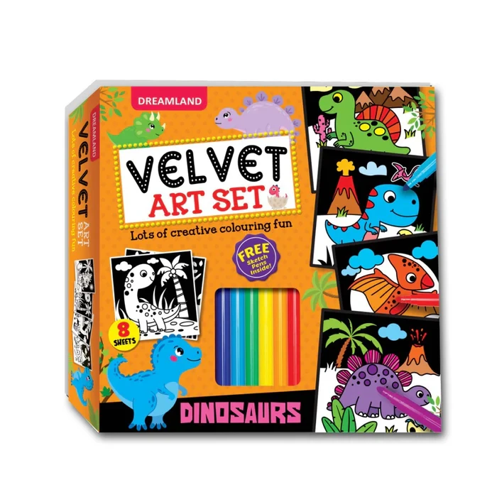 VELVET ART SET - DINOSAURS DREAMLAND BOOKS