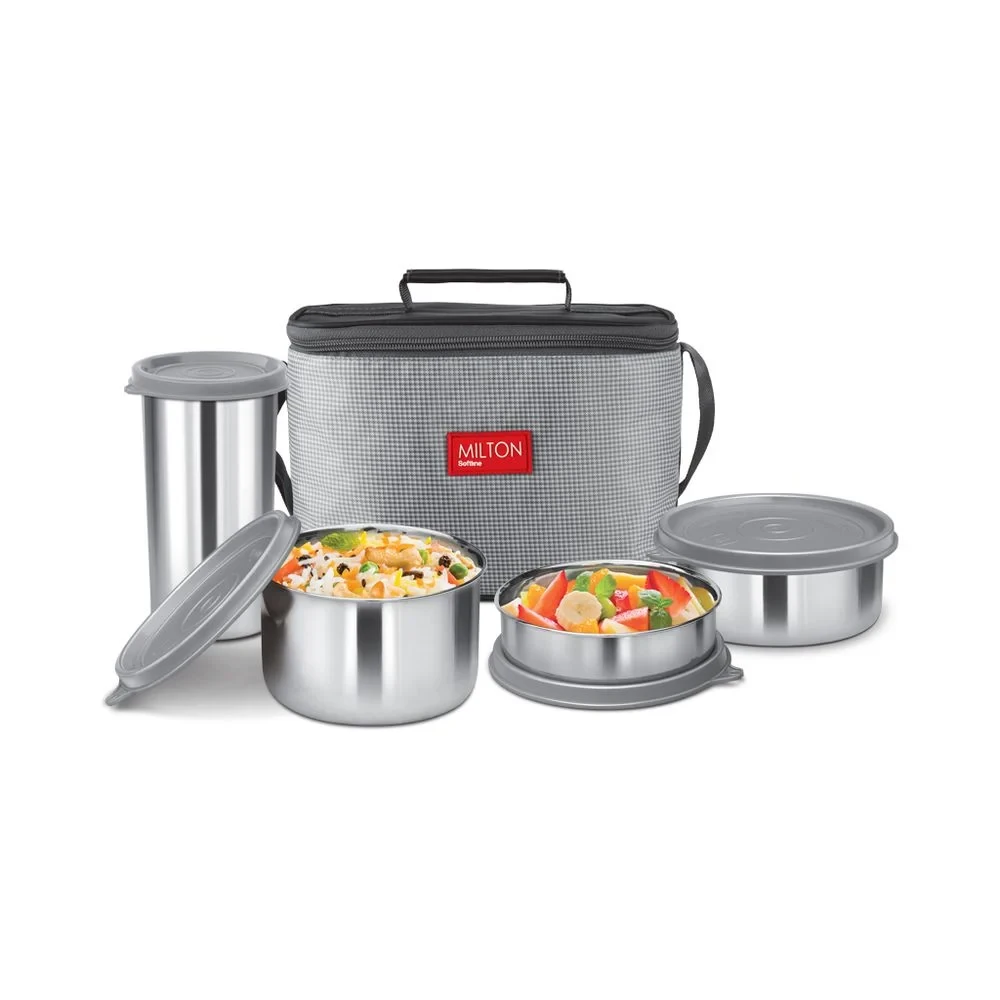 Delicious Combo Stainless Steel Insulated Tiffin, Set of 4 (3 Containers)