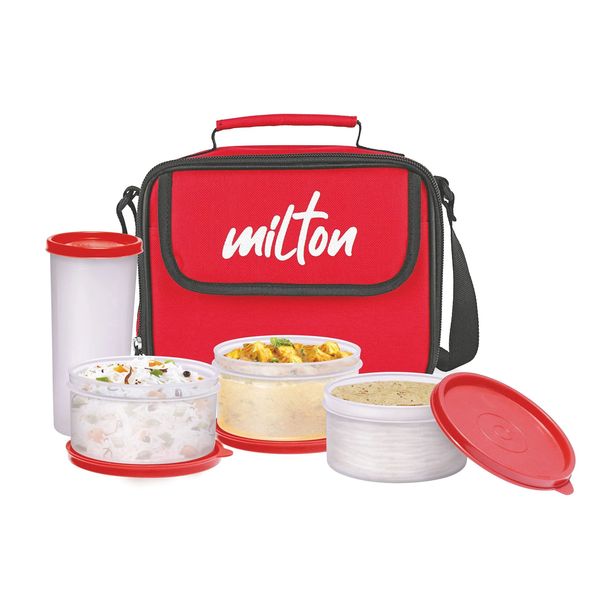 Milton New Meal Combi Lunch Box, 3 Containers and 1 Tumbler, Red