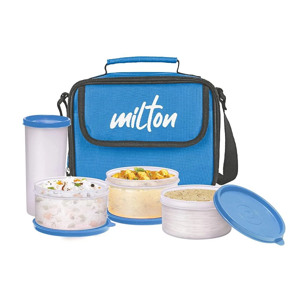 Milton New Meal Combi Lunch Box, 3 Containers and 1 Tumbler, Cyan
