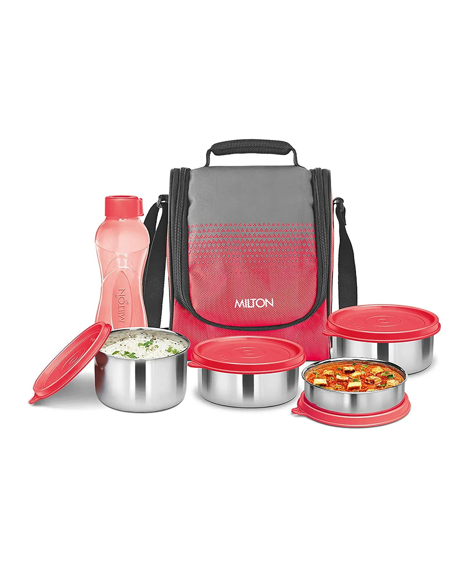 Tasty 4 Stainless Steel Containers Combo Lunch Bag with Bottle, Blue