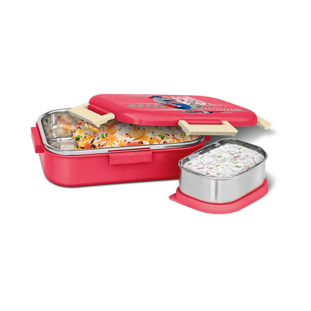 Dino Red Flat Stainless Steel Lunch Container – 700ml Capacity