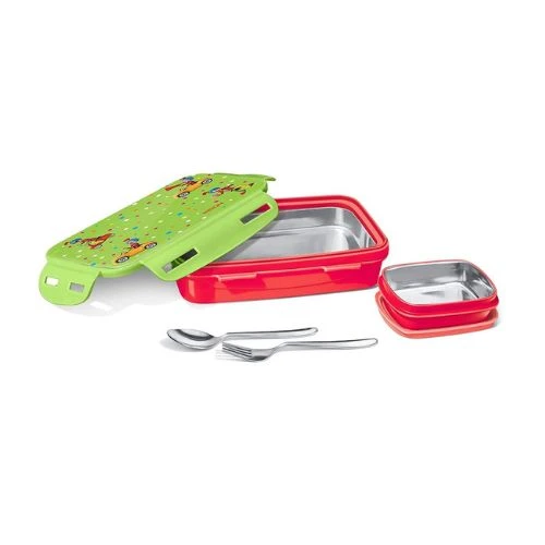 Steely Deluxe Mini Inner Steel Kids Lunch Box – 400ml, Motorbike Green