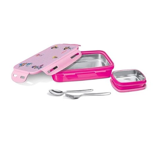 Steely Deluxe Mini Inner Steel Kids Lunch Box, 400ml, Beauty Pink