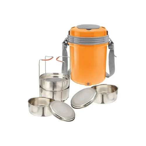 Milton Electron Stainless Steel Tiffin Box Set, 1440ml, Set of 4, Orange
