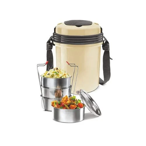 Durable Milton Electron Stainless Steel Tiffin Box Set 1440ml Set of 4 Ivory