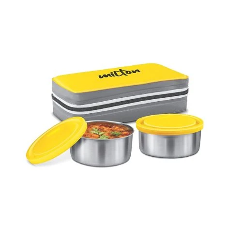 Milton Mini Lunch Box Insulated Tiffin 560ml Set of 2 Yellow
