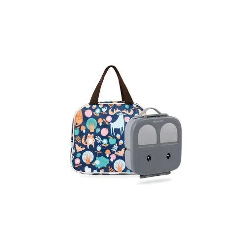 Eazy Kids Bento Boxes wt Insulated Lunch Bag Combo - Grey