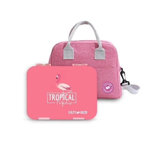 Eazy Kids Bento Boxes wt Insulated Lunch Bag Combo - Tropical Pink