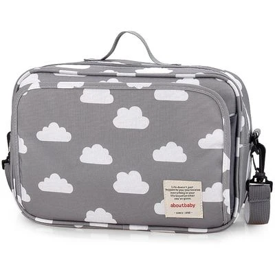 Grey Clouds Baby Diaper Changing Clutch Kit by Little Story