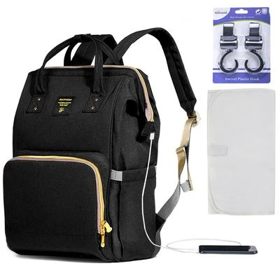 New Mom Combo Diaper Bag with Changing Pad and Hooks by Sunveno