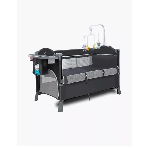 4-in-1 Baby Bedside Bassinet Playpen with Rocker, Black