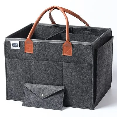 Diaper Caddy + Pouch Large - Dark Grey by Little Story