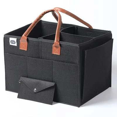 Diaper Caddy + Travel Pouch Large - Black by Little Story
