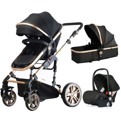 Teknum 3In1 Pram Stroller Bassinet, Extra Wide Seat, 360° Rotating Wheels, Car S