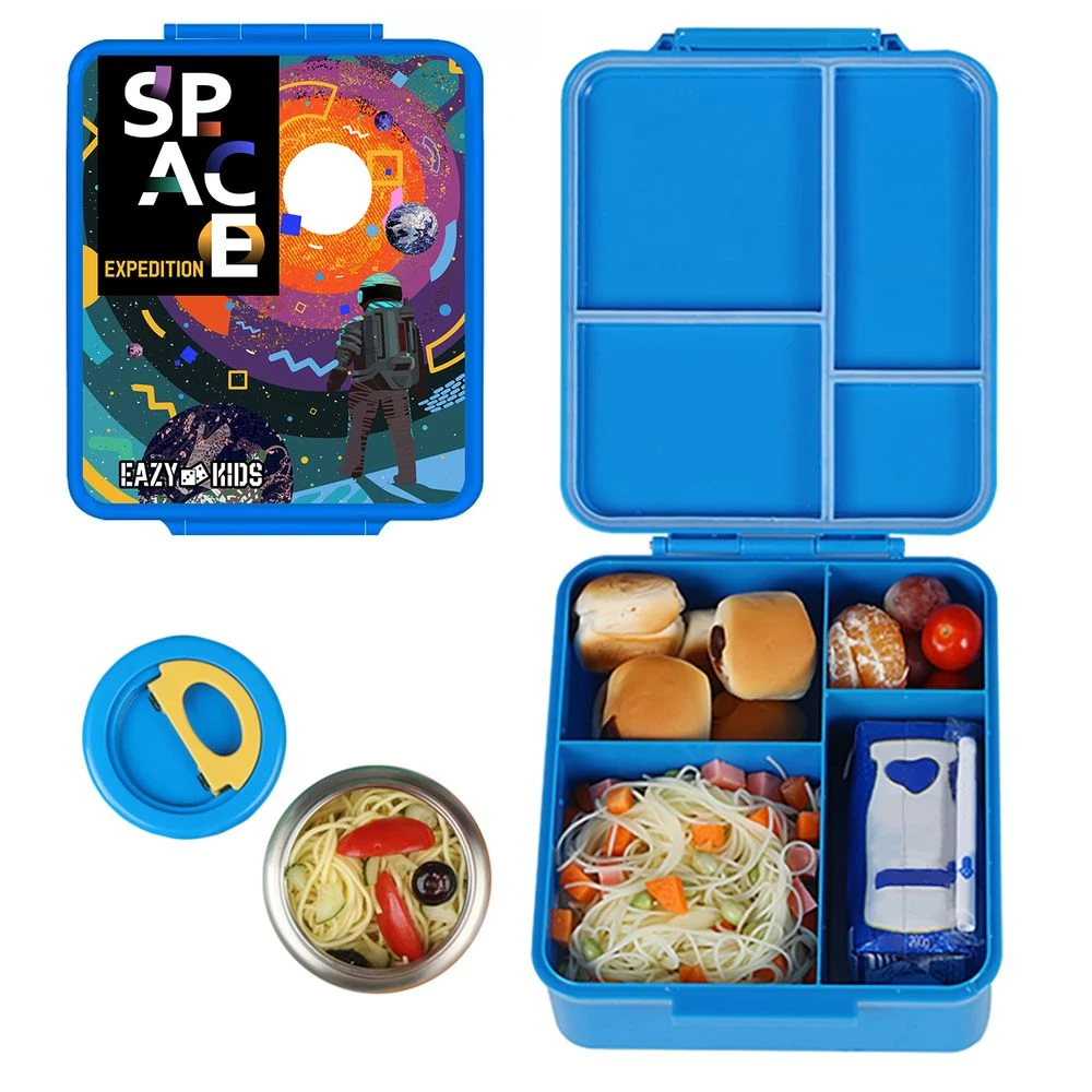 Jumbo Bento Lunch Box w / t Insulated Jar - Blue