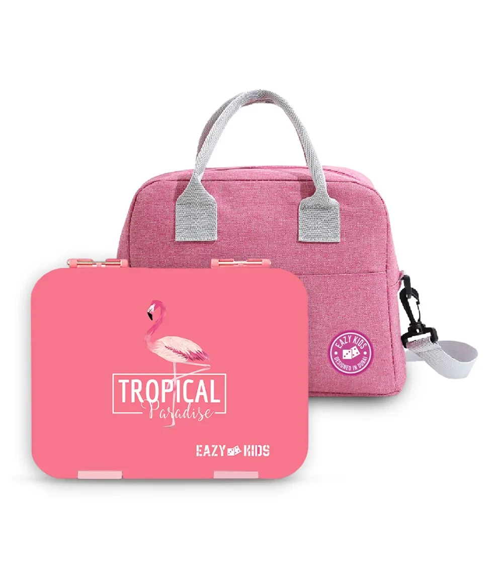 6 & 4 Convertible Bento Lunch Box - Flamingo Pink