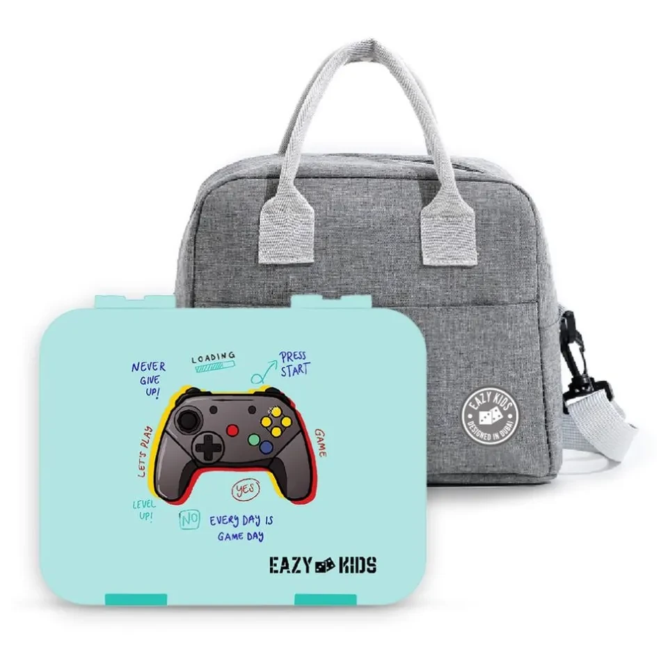 6 Compartment Bento Lunch Box w / Sandwich Cutter Set - PlayStation Green