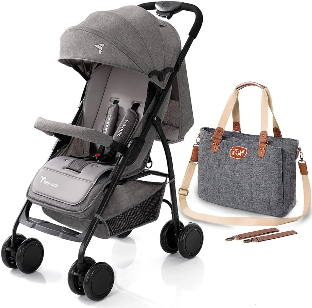 Trip Stroller Diaper Bag Combo - Grey - Teknum
