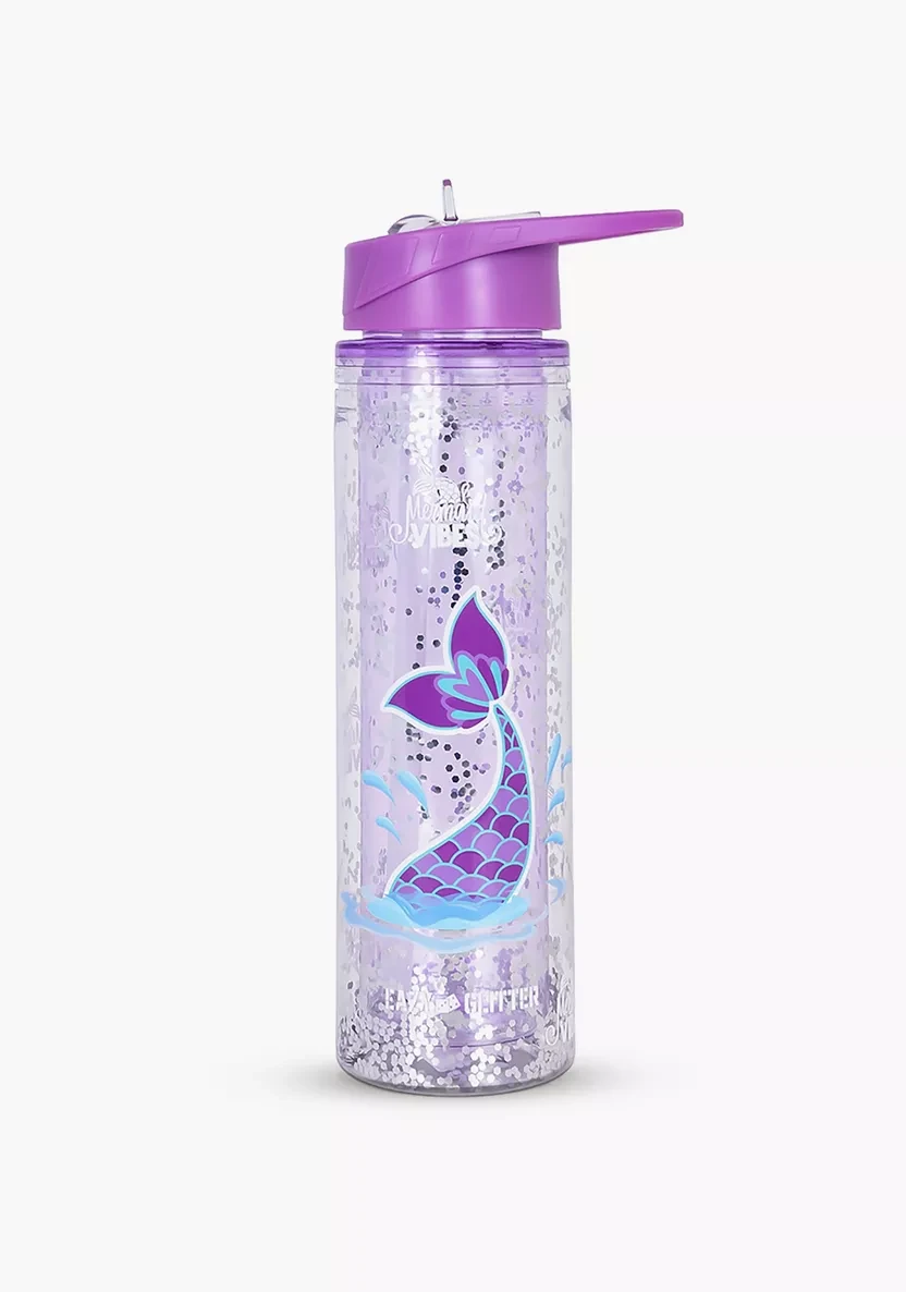 Kids Tritan Double Wall Glitter 550ml Water Bottle  - Mermaid Purple