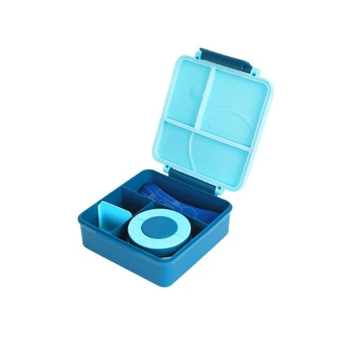 Jumbo Lunch Box with Bowl Spoon Fork Blue