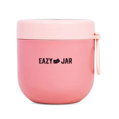 Steel Lunch Box with Folding Spoon - Pink