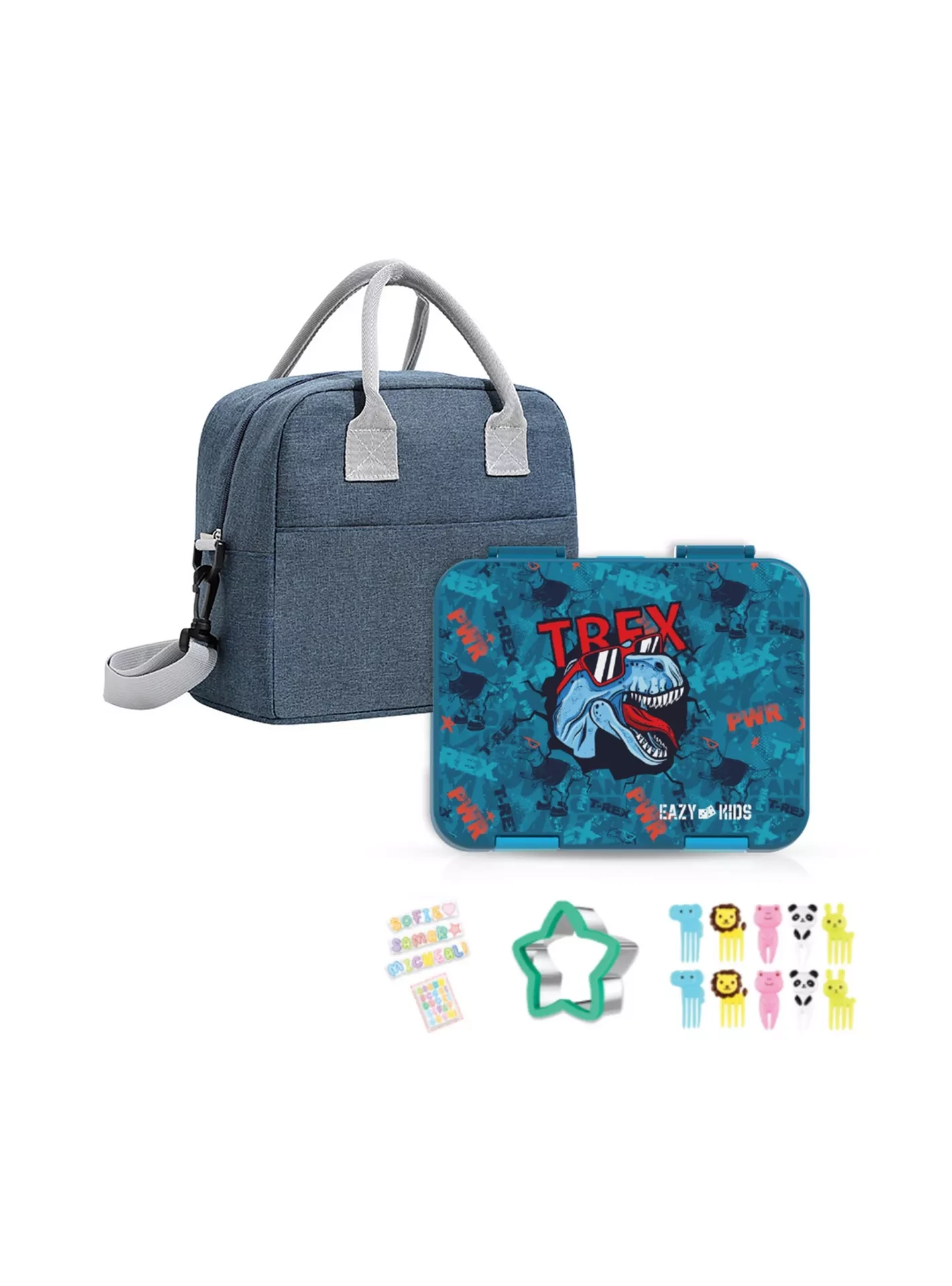 Kids 6 & 4 Convertible Bento Lunch Box with Sandwich Cutter Set - T-Rex