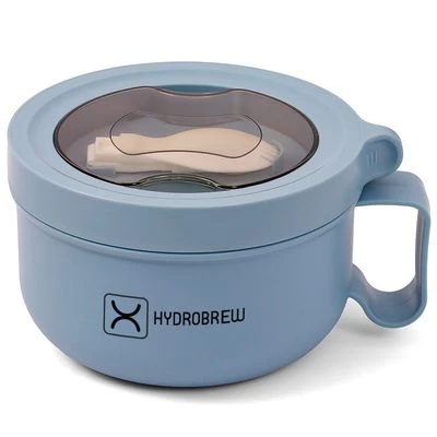 Lunch Box with Folding Spoon - Blue