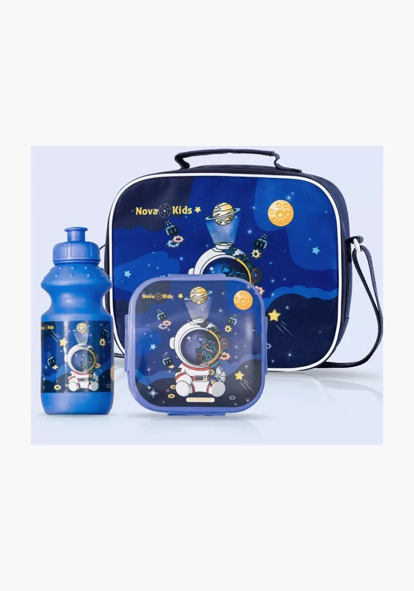 Kids Lunch Box and Water Bottle With Lunch Bag - Space Blue