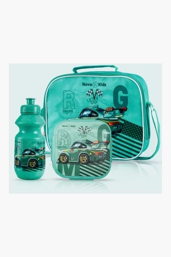 Kids Lunch Box and Water Bottle With Lunch Bag - Racing Green