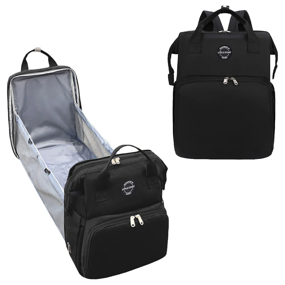 Diaper bag wt portable bassinet bed - Black