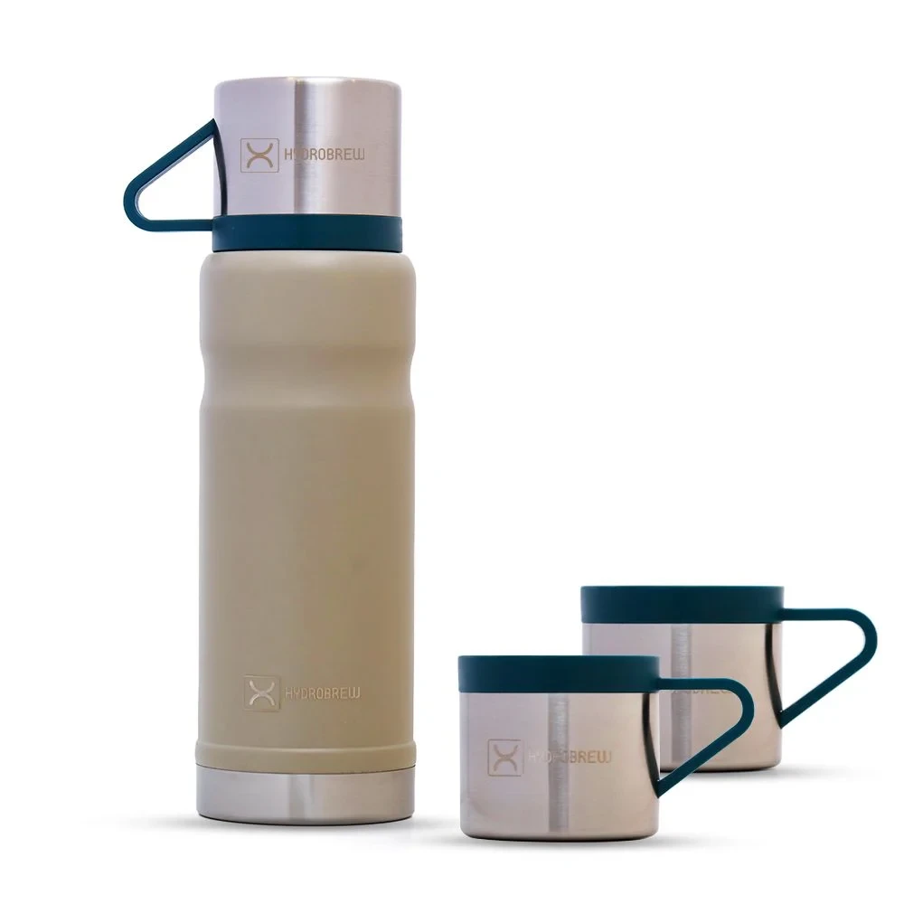 Insulated 650ml Vacuum Flask w/ 2x 150ml Cup-Ivory