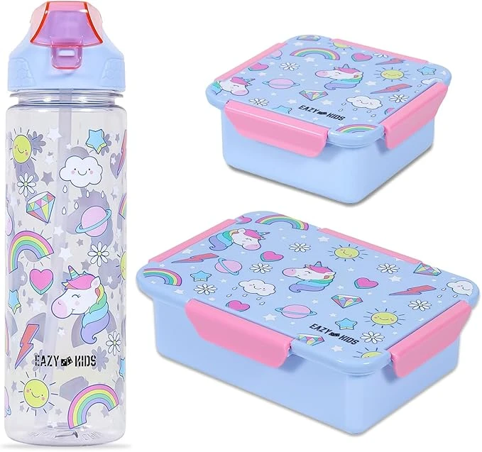 Kids Lunch Box Set Unicorn - Blue