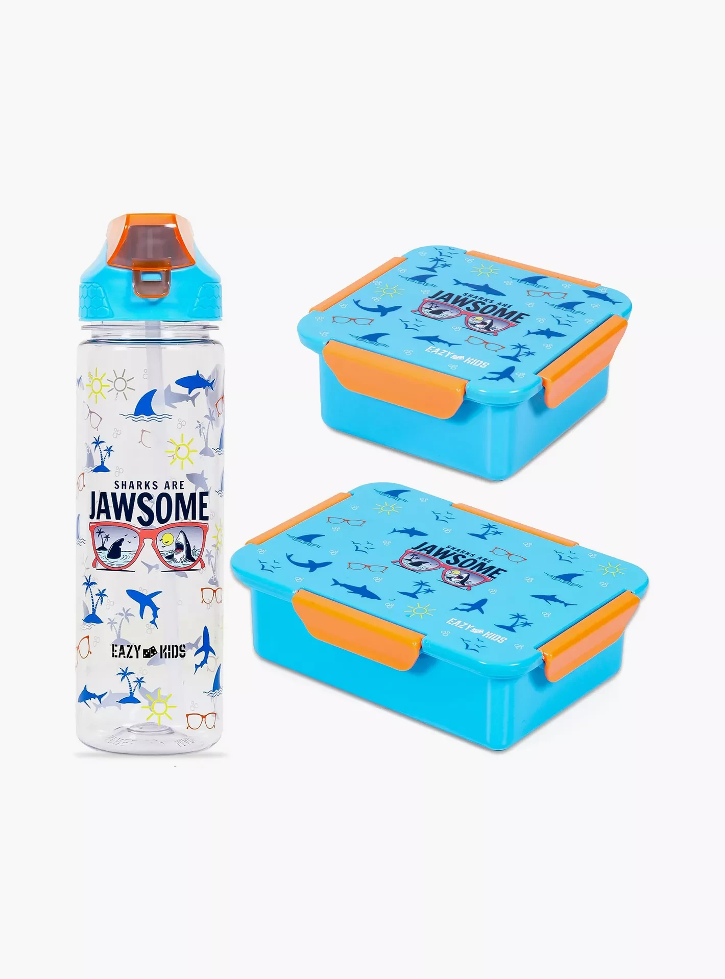 Kids Lunch Box Set and Tritan Water Bottle w / 2in1 drinking Flip lid and Sipper