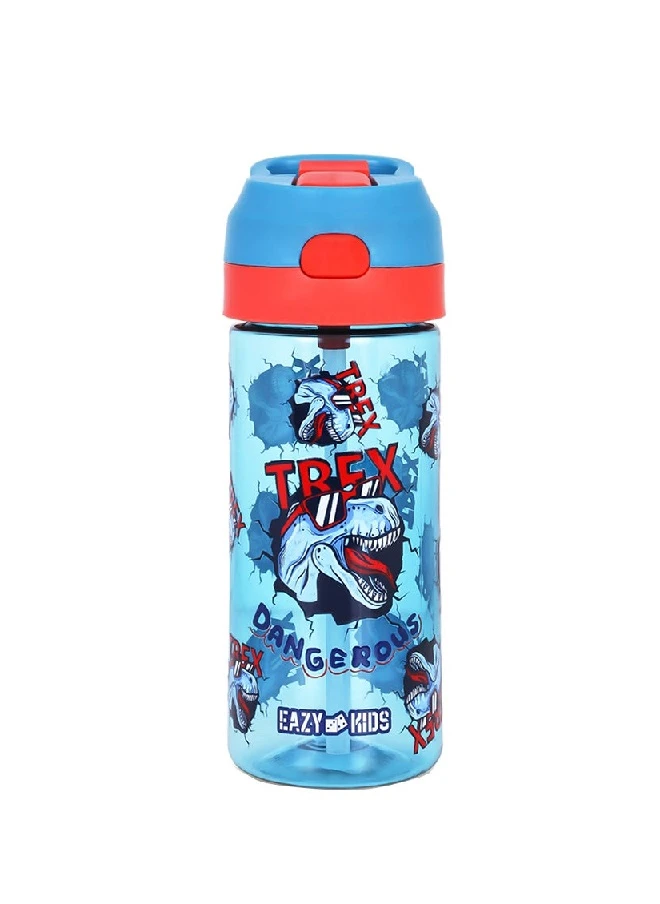 Kids Tritan Water Bottle with Spray Dino, Blue, 420ml