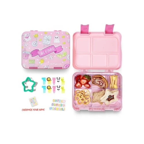 Girl Power Bento Box Set with Sandwich Cutter for Kids