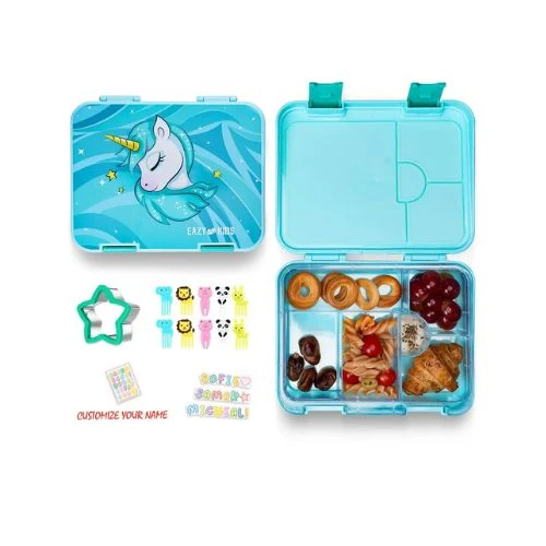 Unicorn Green Bento Box Set with Sandwich Cutter for Kids