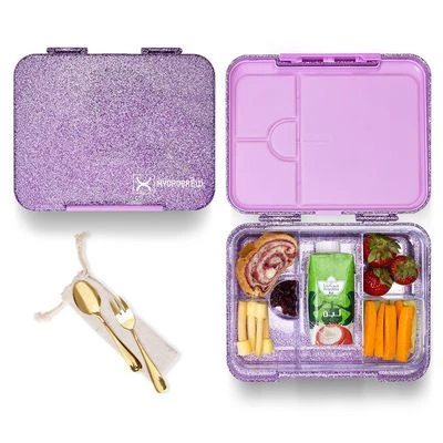 6 & 4 Convertible Bento Lunch Box - Glitter Purple