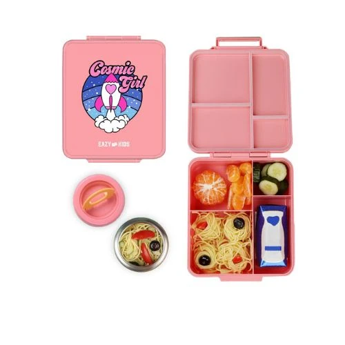 Kids Bento Box with Insulated Jar - Cosmic Girl Pink