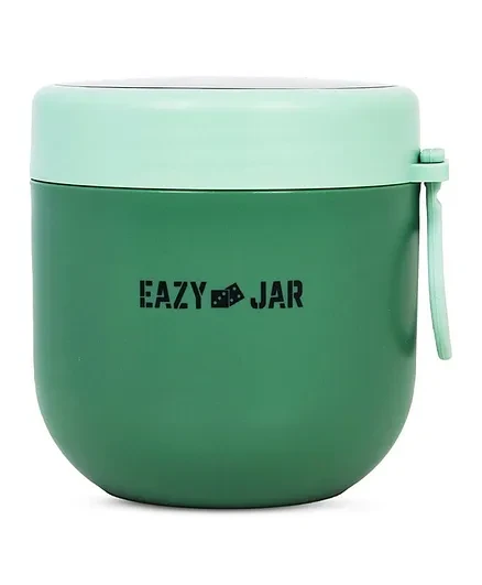 Kids Steel Lunch Box with Folding Spoon - Green