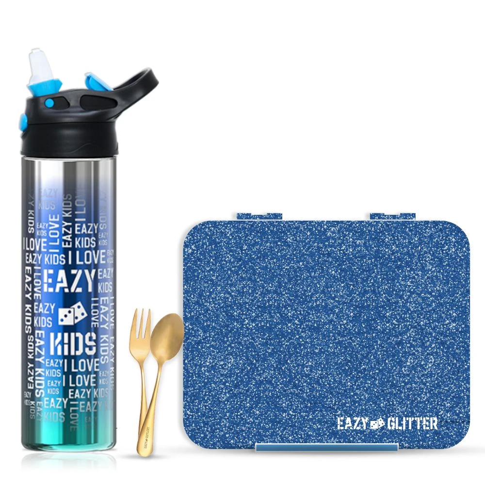 6 & 4 Convertible Bento Lunch Box w/ 530ml Stainless Steel Water Bottl