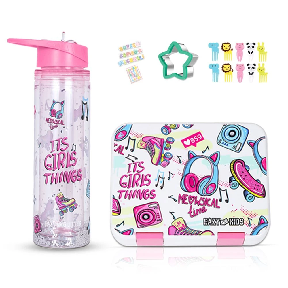 Convertible Bento Lunch Box w/ 550ml Double Wall Water Bottle