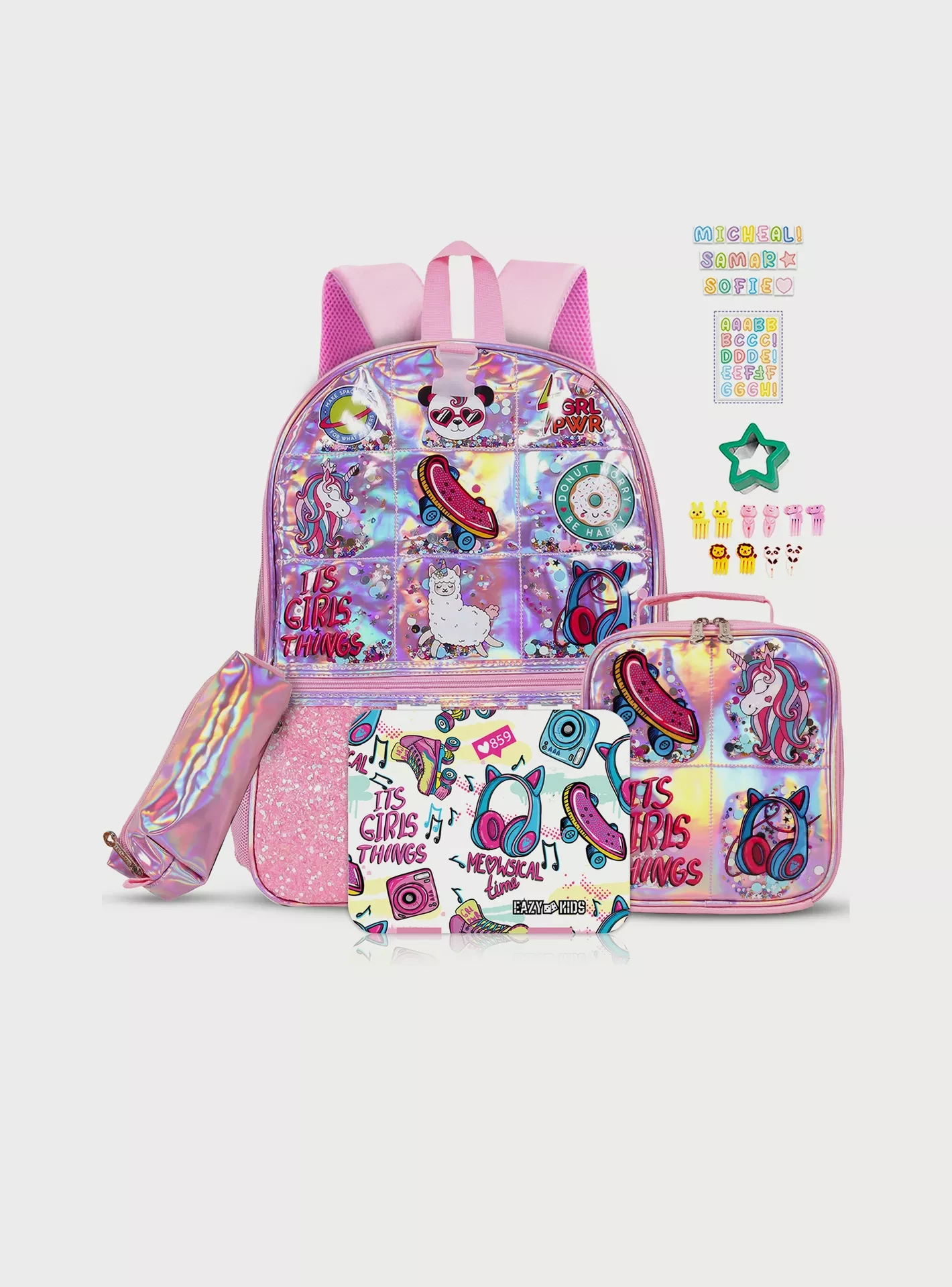 Eazy Kids Back to School Combo Set of 4 It's Girl Thing - Pink