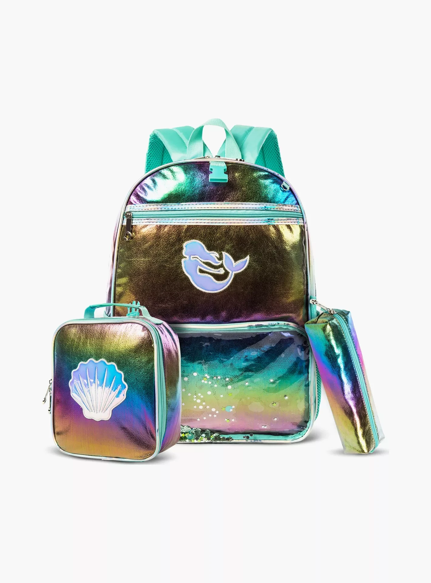 Kids Lunch Bag and Activity Backpack Set of 3 Mermaid - Purple Green