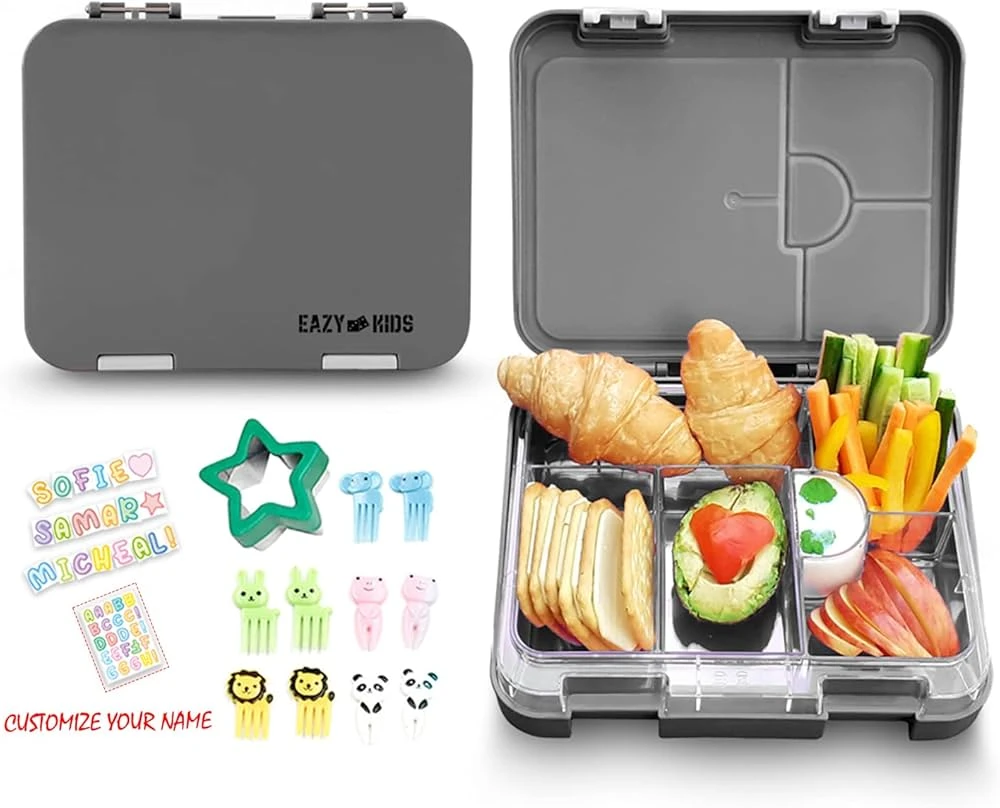 6 & 4 Convertible Bento Lunch Box with Lunch Bag and Sandwich Cutter
