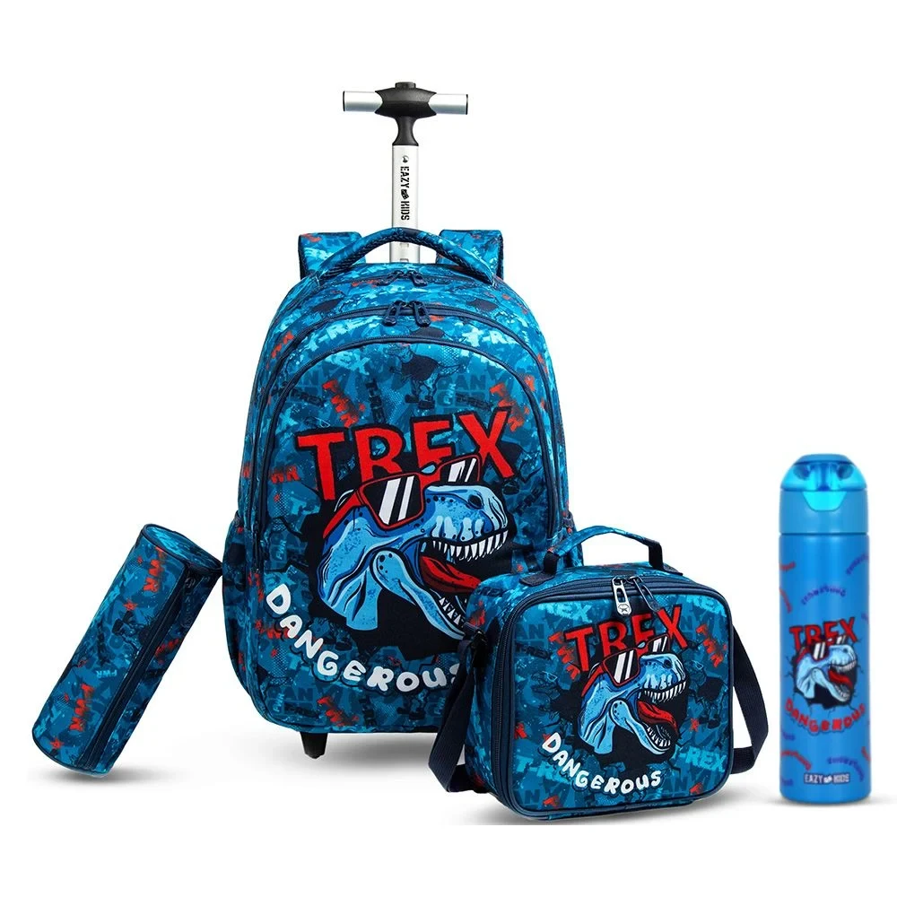 18Inch Set of 4 Trolley School Bag with Stainless Steel 640ml Water Bottle