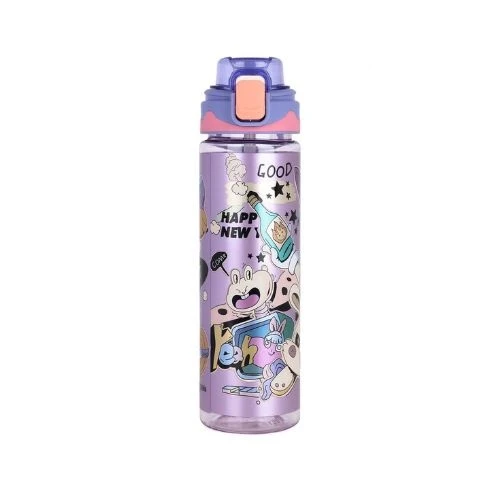 Purple Kids Water Bottle 700ml with Straw by Nova