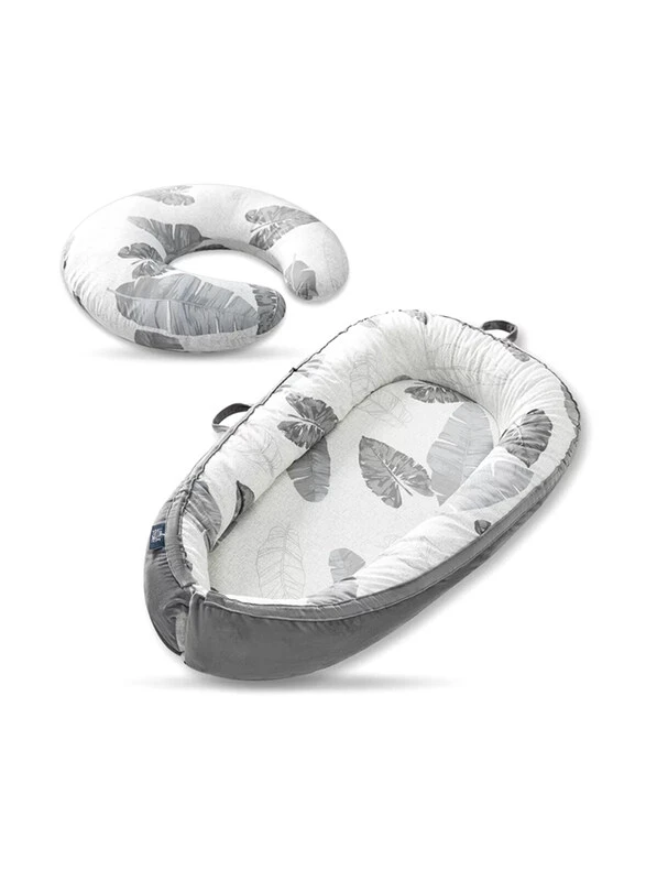 Fiberfill Lounger Bed w/Feeding Pillow - Leaves